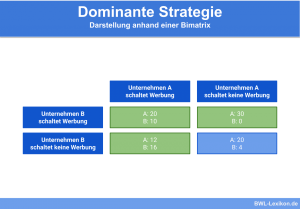 Dominante Strategie: Darstellung anhand einer Bimatrix